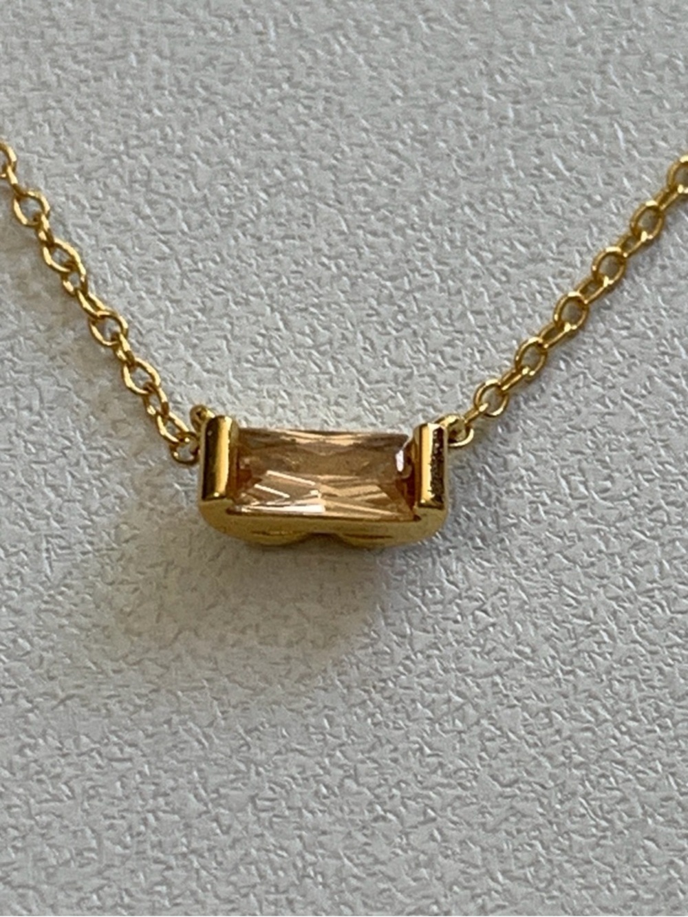Caitlyn Minimalist Gold-Tone Necklace with Champagne Baguette Crystal Pendant